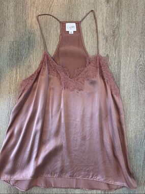 Cami NYC Rosewood Lace-Trim Silk Cami